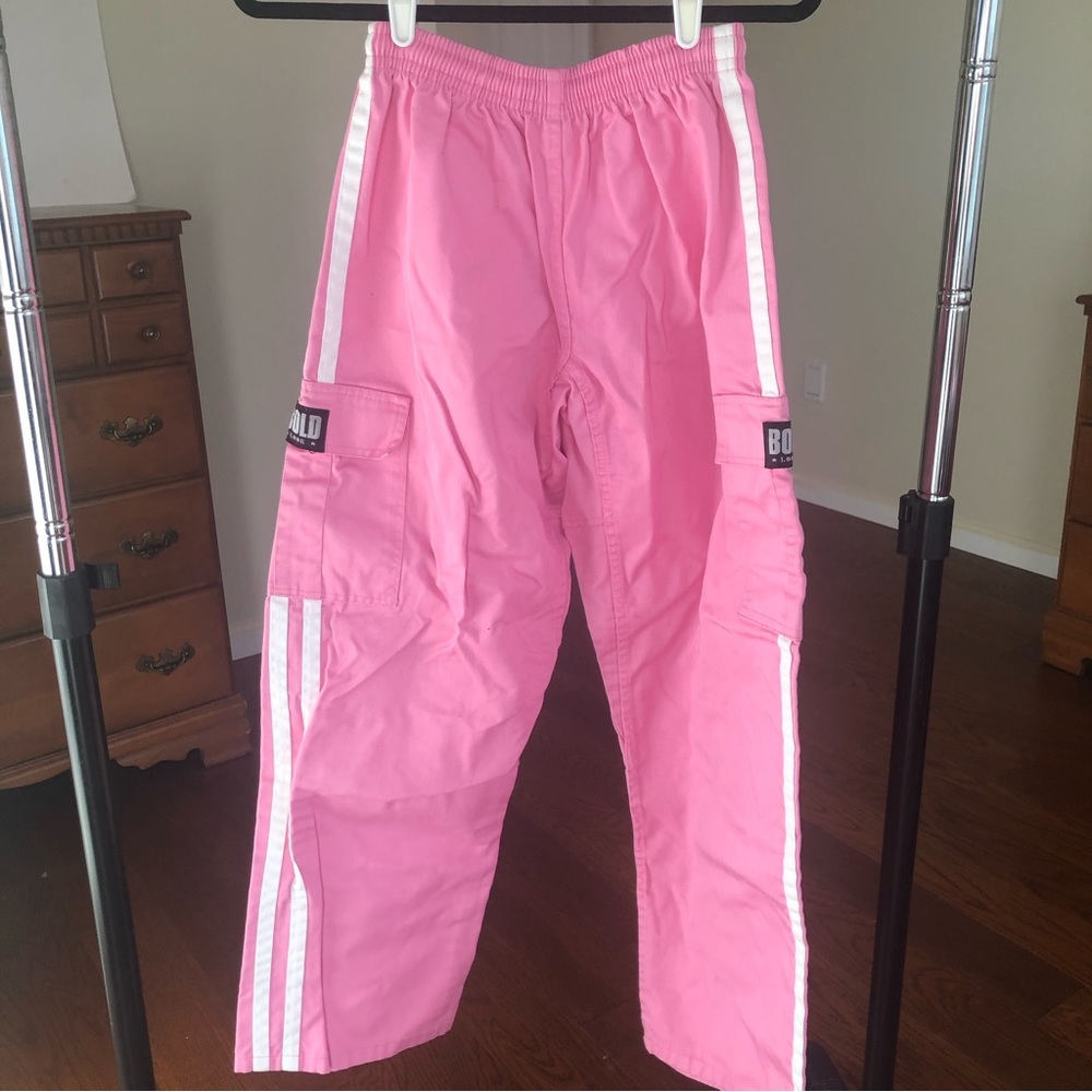 Vintage bubblegum pink wide leg cargo baggy pants